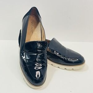 Vionic Kensley Loafer Black Crinkle Patent Leather Sz 9.5 Women's Slip On Shoes